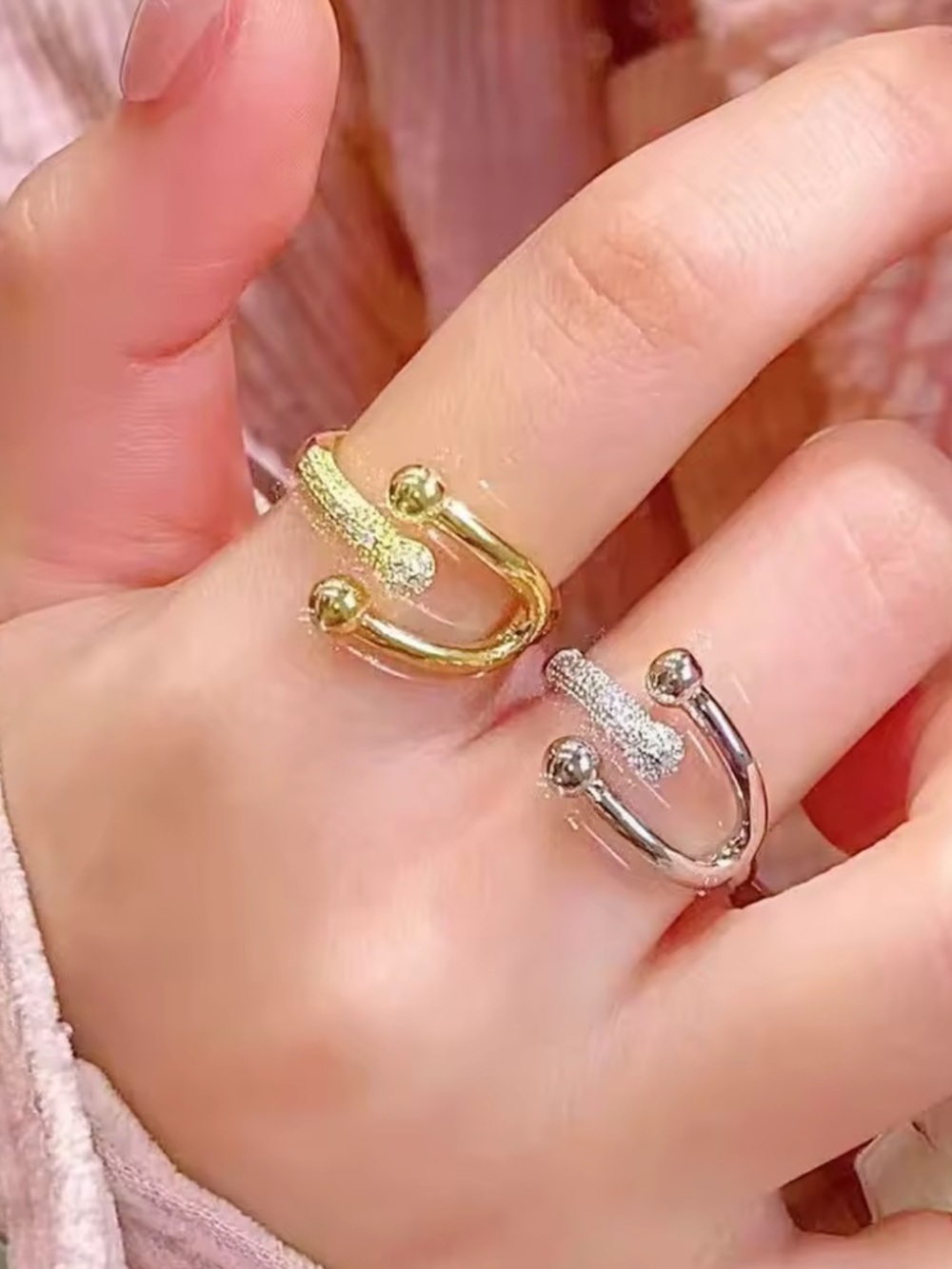 Horseshoe Gold Crystal-Accented Open Ring - Picture 6 of 6